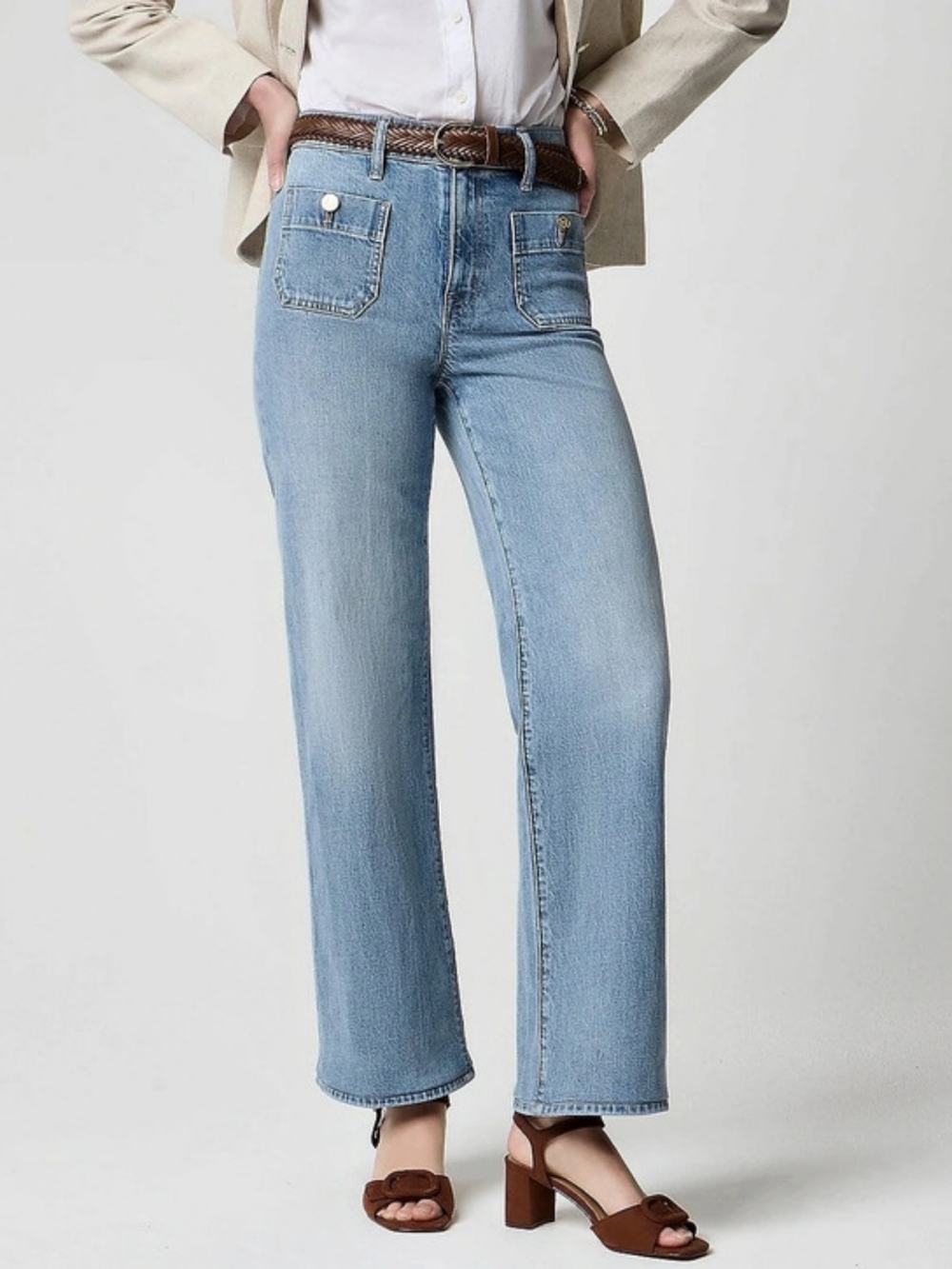 J.Crew Factory Slim Wide Leg Sailor Jean All-day Stretch, Spring Storm LightWash